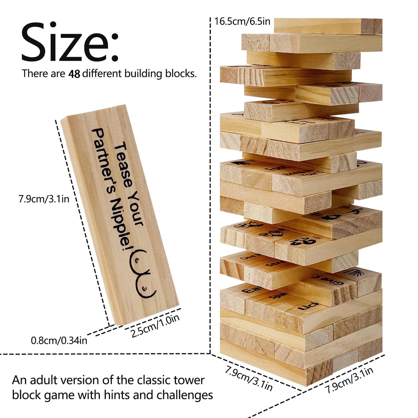 π₯ 48-Piece Naughty Jenga Tower Game β Spicy Adult Party & Couples Game! π₯